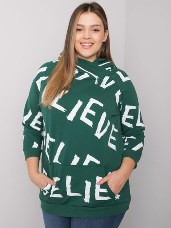 Tmavě zelená vzorovaná mikina plus size Perth.