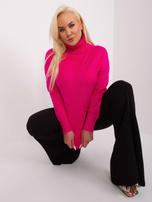 Hurt Fuksjowy damski sweter plus size z wiskozą 