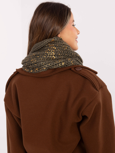 Khaki ciepły komin z nadrukiem