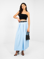 Pastelowa niebieska elegancka spódnica z kieszeniami