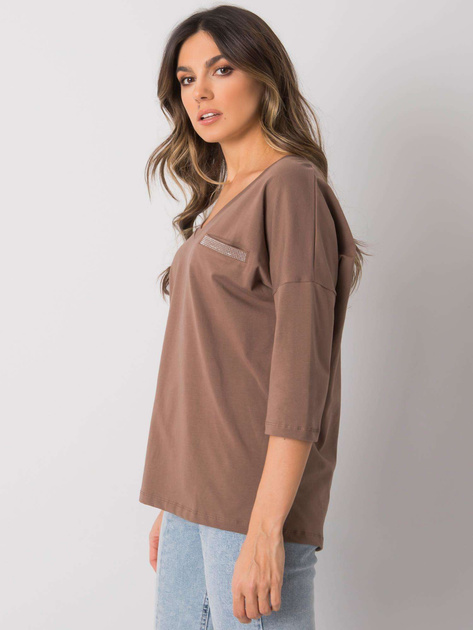 Brązowa bawełniana bluzka na co dzień Sofia RUE PARIS