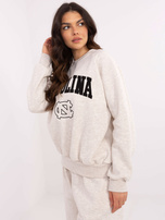 Hurt Jasnobeżowa melanżowa bluza bez kaptura z haftem 