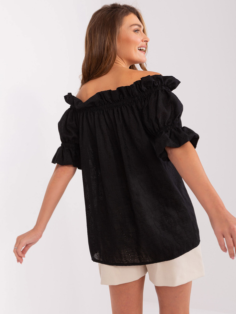 Hurt Czarna damska bluzka hiszpanka z wiązaniem