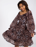 Brązowa sukienka z falbankami Regina OCH BELLA