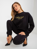 Hurt Czarny damski komplet dresowy z bluzą z napisem