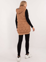 Hurt Jasnobrązowa pikowana kamizelka na suwak