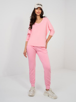 Pastelowa różowa bluzka basic o kroju oversize RUE PARIS 