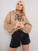 Ciemnobeżowa ocieplana bluza z kapturem Debby