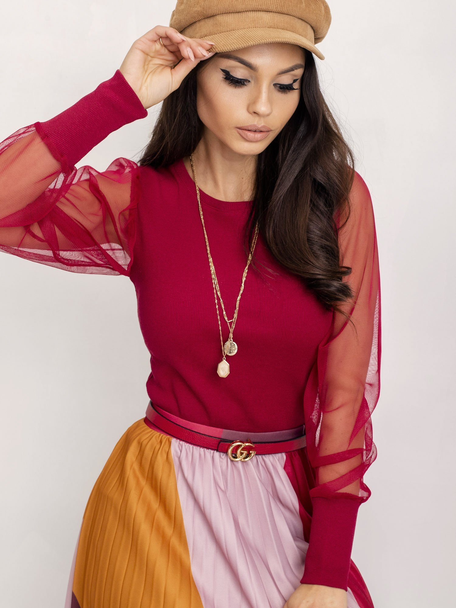 RUE PARIS Burgundy blouse Cynthia