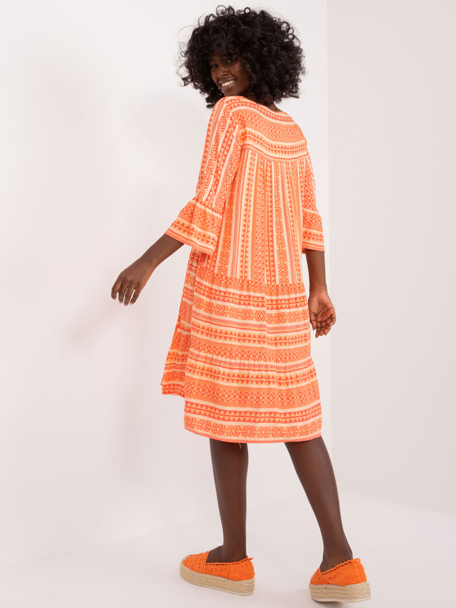 Hurt Orange boho dress with prints SUBLEVEL.