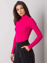Fuksjowa prążkowana bluzka z golfem Elisee RUE PARIS