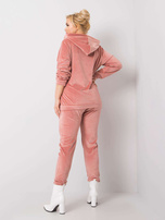 Brudnoróżowy welurowy komplet plus size Michell