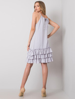 Jasnoszara sukienka z falbaną Routh RUE PARIS