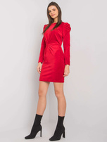 Czerwona sukienka welurowa z długim rękawem Ellara RUE PARIS