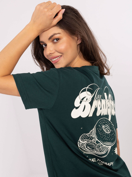 Ciemnozielony bawełniany t-shrt z nadrukiem SUBLEVEL