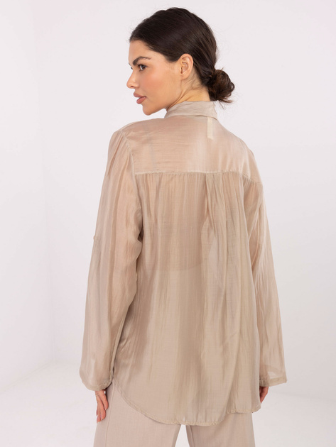 Beżowa przezroczysta koszula z kokardą