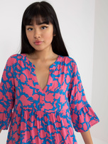 Hurt Turkusowo-różowa oversize sukienka z printami SUBLEVEL