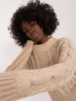 Hurtownia Beżowy krótki sweter z warkoczami MAYFLIES