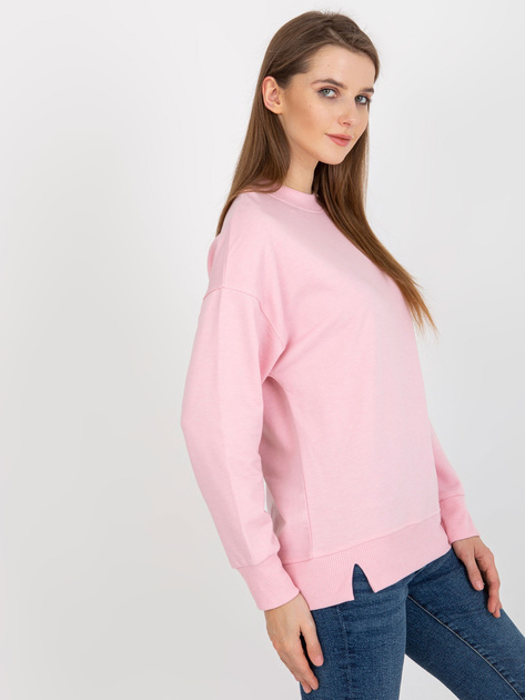 Hurt Jasnoróżowa bluza basic bez kaptura z rozcięciami