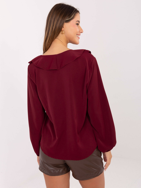 Bordowa wizytowa bluzka z bufiastym rękawem RUE PARIS