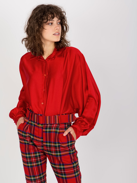 Hurtownia Ciemnoczerwona damska koszula z szerokimi rękawami