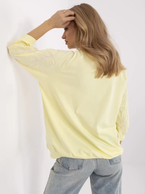 Jasnożółta damska bluza kangurka z rękawem 3/4