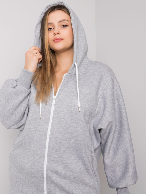 Szara melanżowa bluza plus size z kapturem Ella