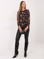 Czarno-camelowa bluzka z wiskozą Liana