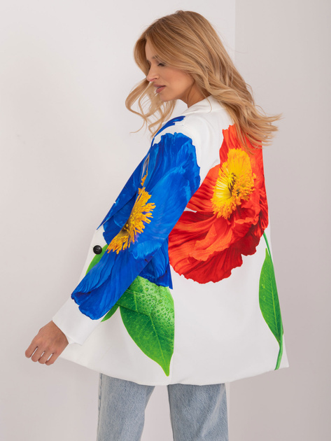 Hurt Kremowa damska marynarka oversize w kwiaty