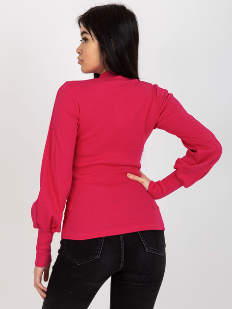 Hurt Fuksjowa dopasowana bluzka basic w prążek RUE PARIS