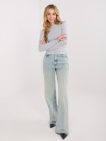 Ecru-czarna krótka bluzka z dekoltem na plecach