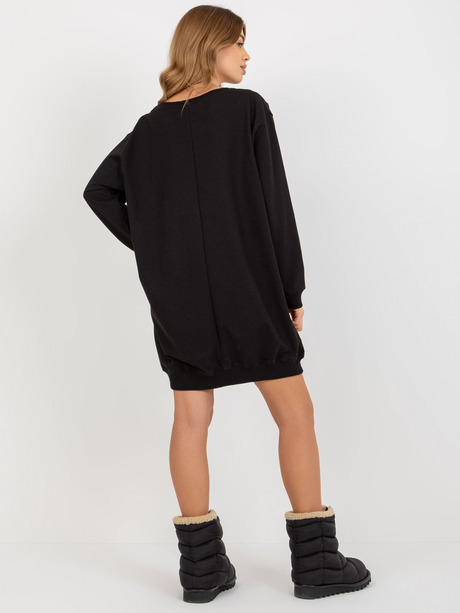 Czarno-różowa długa bluza oversize z nadrukiem