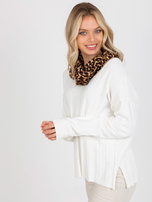 Hurt Ciemnobeżowy komin damski w zwierzęcy wzór 