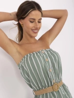 Pistacjowo-biały kombinezon w paski RUE PARIS