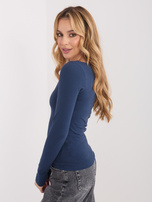 Granatowa dopasowana bluzka basic z bawełny