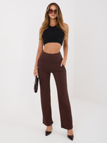 Ciemnobrązowe dresowe spodnie z wysokim stanem RUE PARIS 