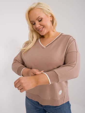 Hurt Ciemnobeżowa asymetryczna bluzka plus size 