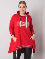 Czerwona bluza z kapturem i aplikacją Belina