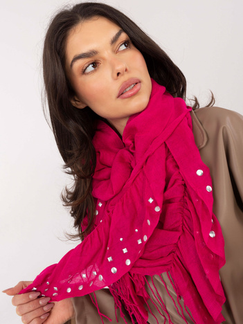 Fuksjowa damska chusta z frędzlami