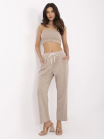 Beżowe dresowe spodnie z prostą nogawką