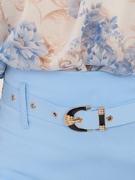 Jasnoniebieska ołówkowa spódnica z wysokim stanem RUE PARIS