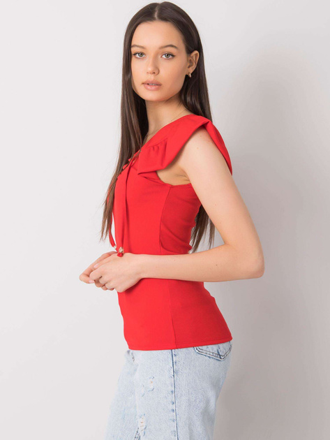 Czerwona bluzka ze sznurowaniem Waverly