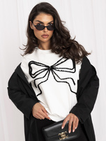 Ecru  elegancka bluza z dużą kokardą