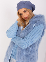 Hurtownia Szaro-niebieski beret z kaszmirem i bawełną