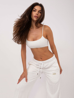 Ecru dresowe spodnie z wiązaniem