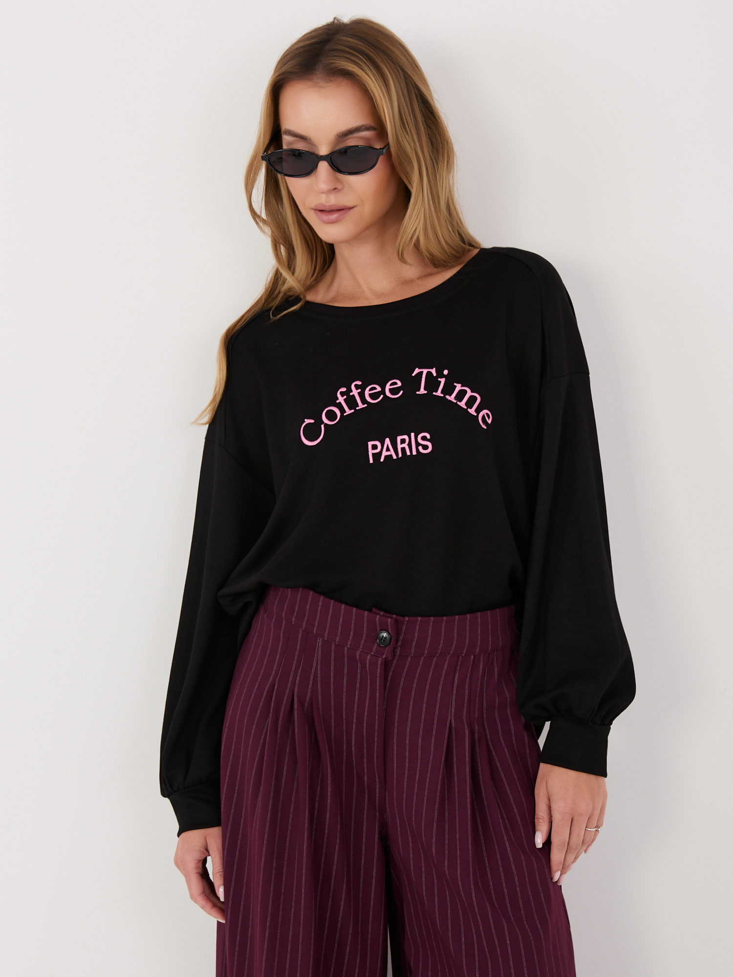 Černá dámská mikina oversize RUE PARIS.