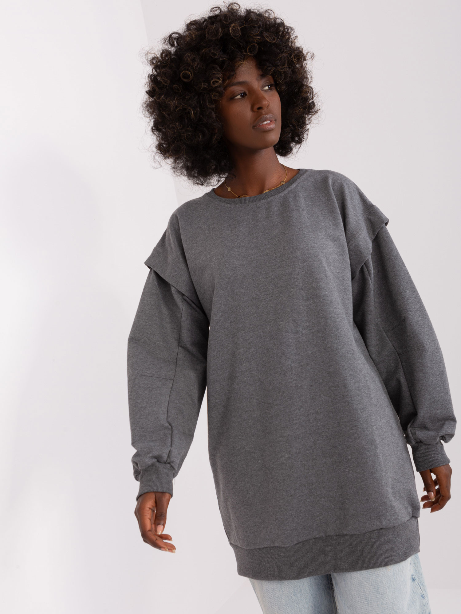 Ciemnoszara długa bluza o kroju oversize