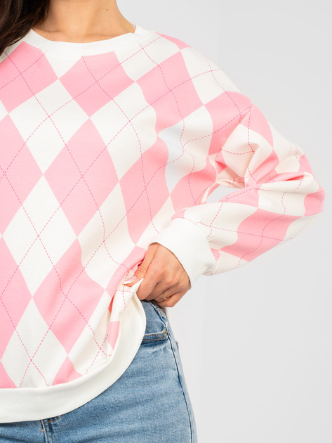 Różowa bluza oversize w geometryczne wzory