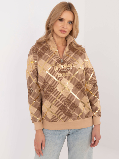 Hurtownia Camelowa bawełniana bluza z napisem