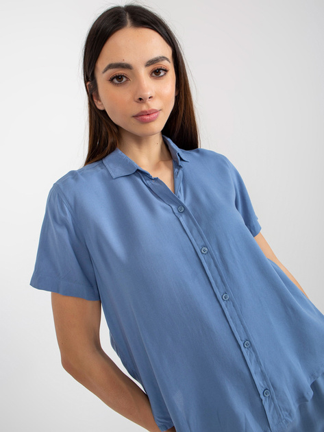 Hurt Niebieska bluzka koszulowa z krótkim rękawem SUBLEVEL